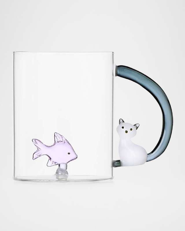Tabby Cat Fish & Cat Mug, 15 oz.