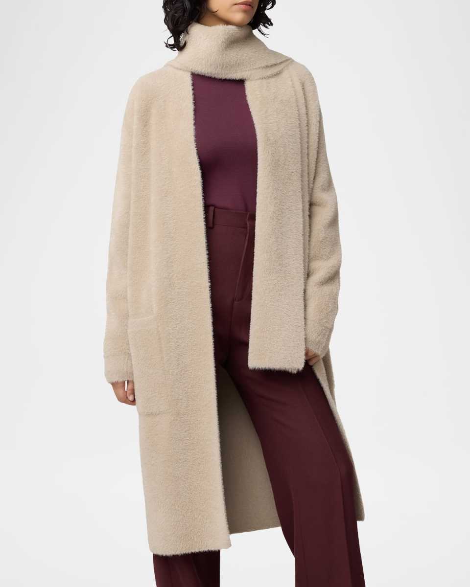 Tiana Jacquard Knit Coatigan with Scarf