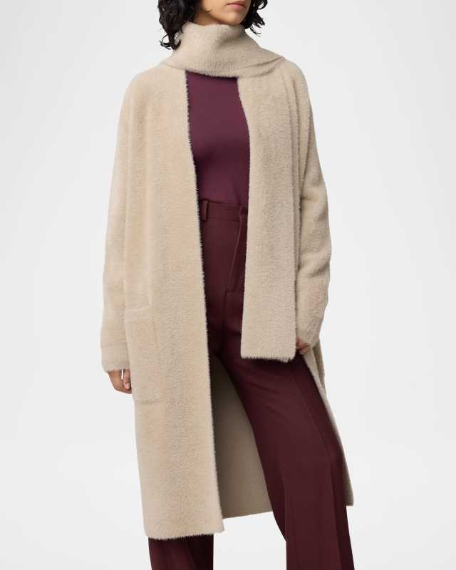 Tiana Jacquard Knit Coatigan with Scarf
