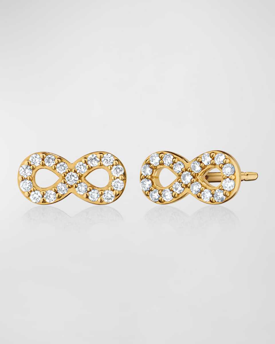 18K Yellow Gold Diamond Infinity Earring