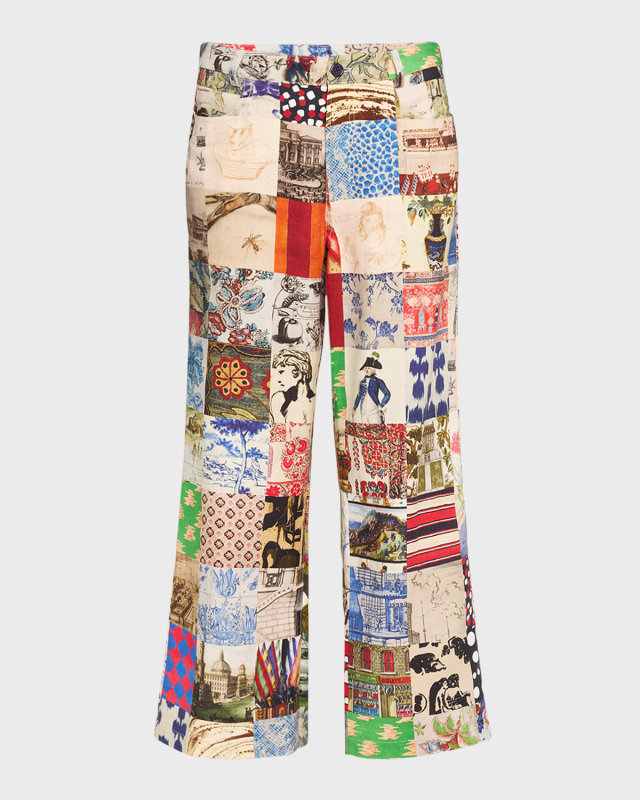 Bloomsbury Collage Wide-Leg Crop Pants