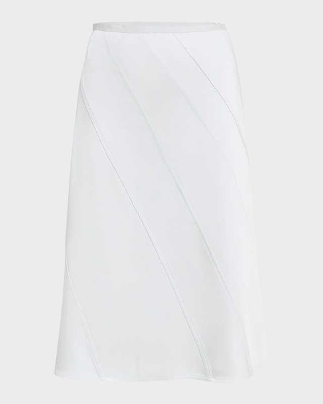 Diagonal Pintuck Midi A-Line Skirt