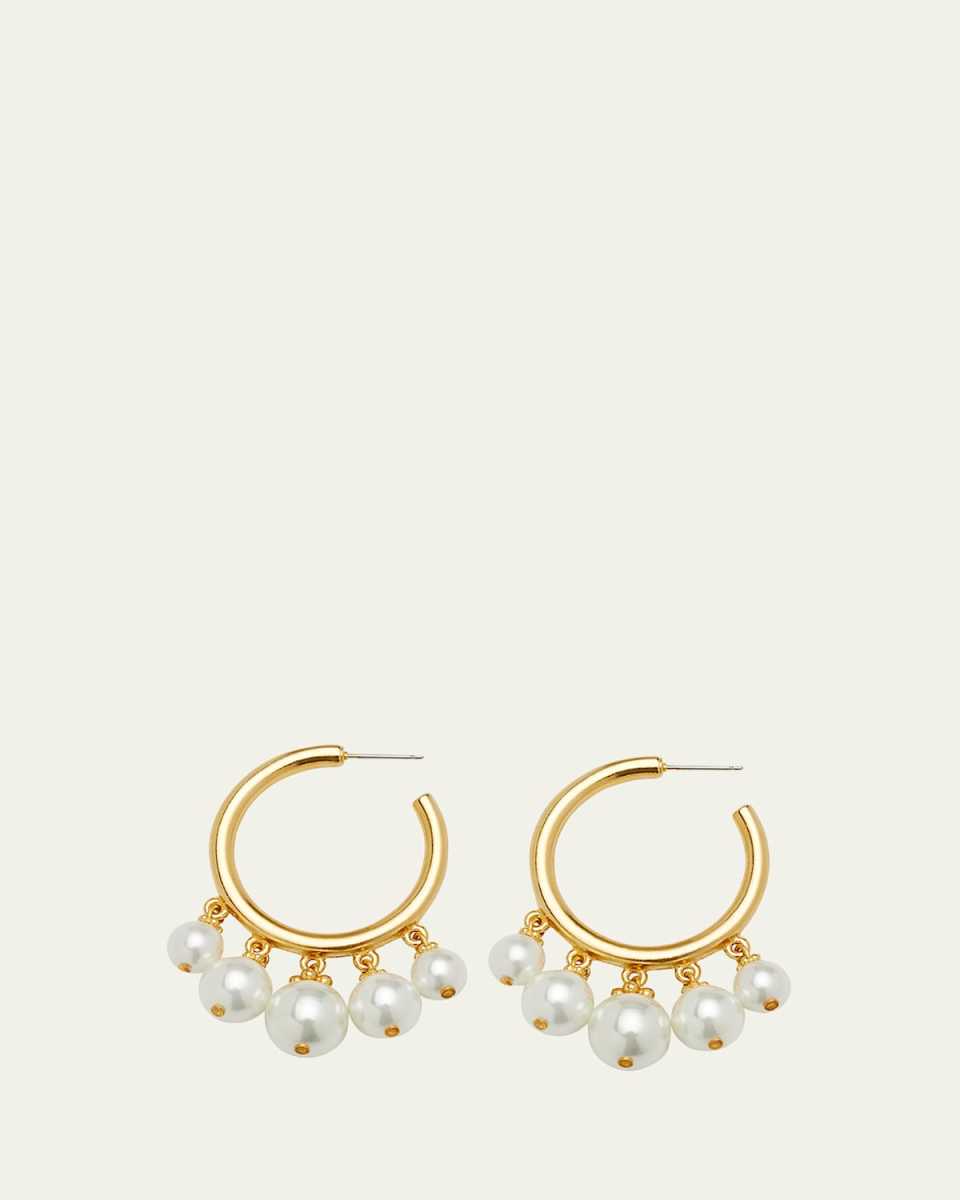 Pearly Drop Hoop Post Earrings