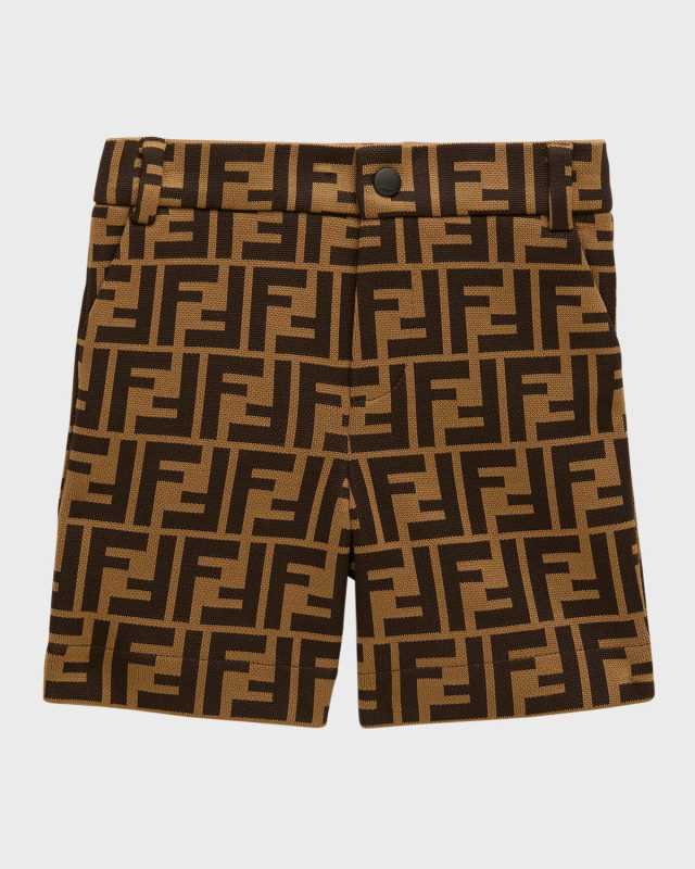 Boy's Monogram-Print Shorts, Size 12M-24M