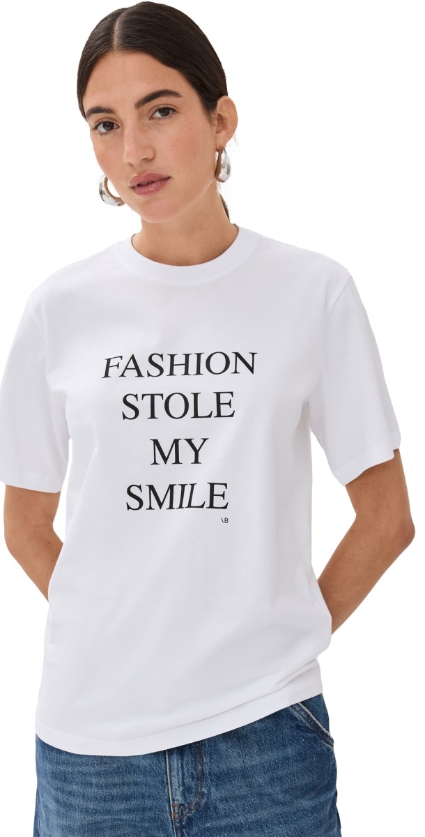 Victoria Beckham Slogan Tee White Fashion Stole My Smile