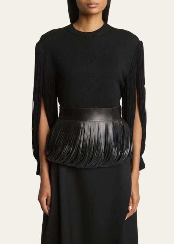 ALAIA Open Fringe Leather Skirt Belt
