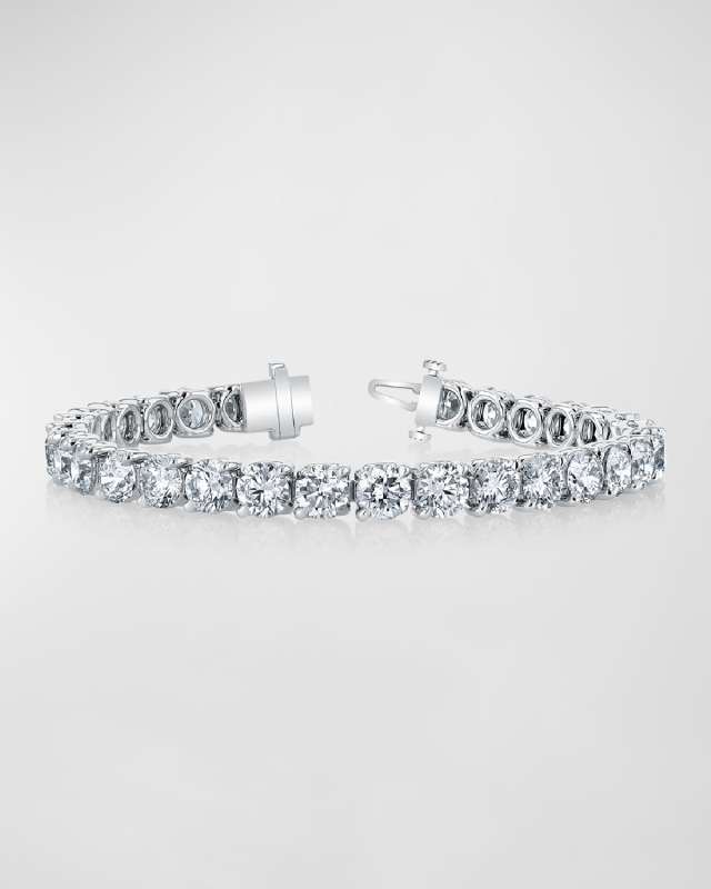 Platinum Round-Cut Diamond Buttercup Tennis Bracelet, 5.75tcw, 7"L