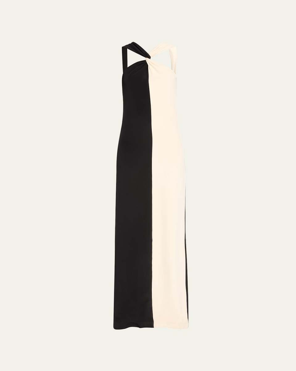 Contrast Silk Maxi Dress