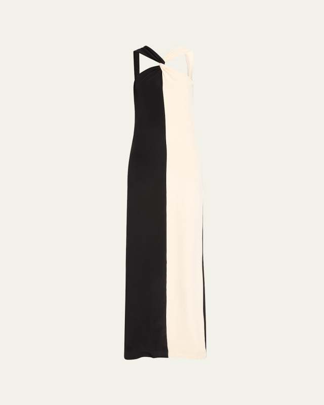 Contrast Silk Maxi Dress