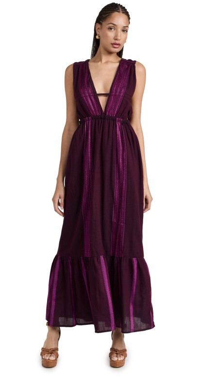 Lemlemelisa V Neck Dress Jordanos Burgundy