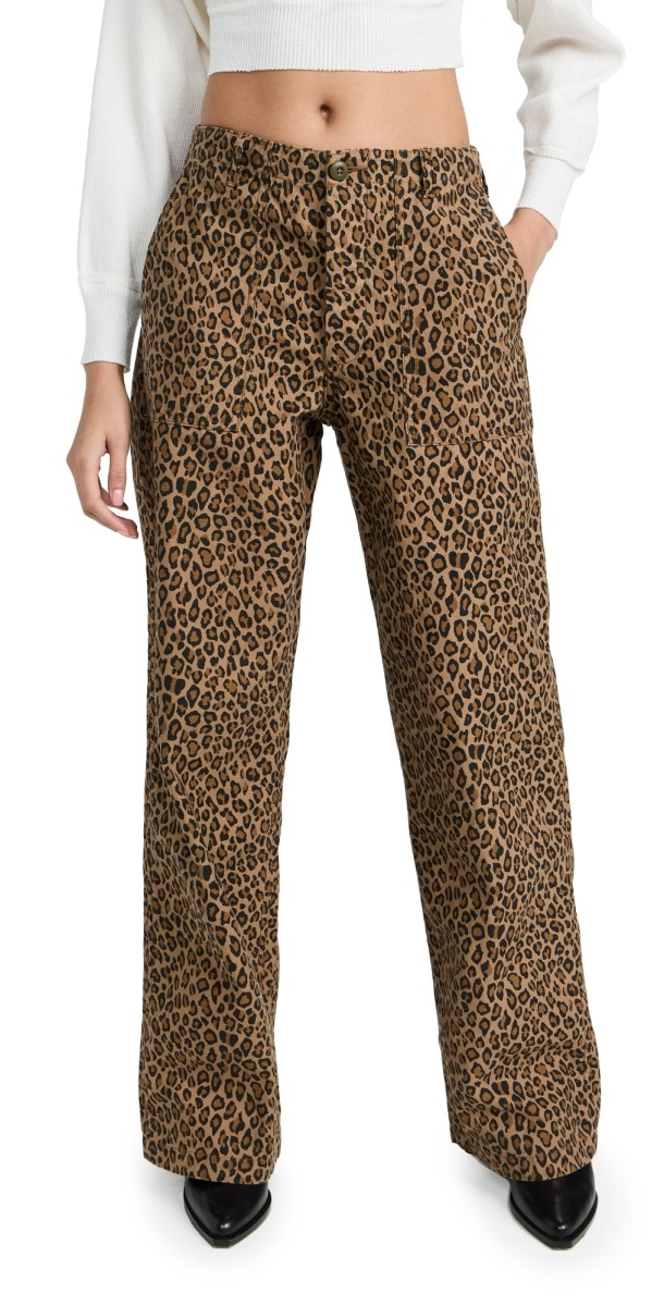 R13 Wide Leg Utility Pants Leopard