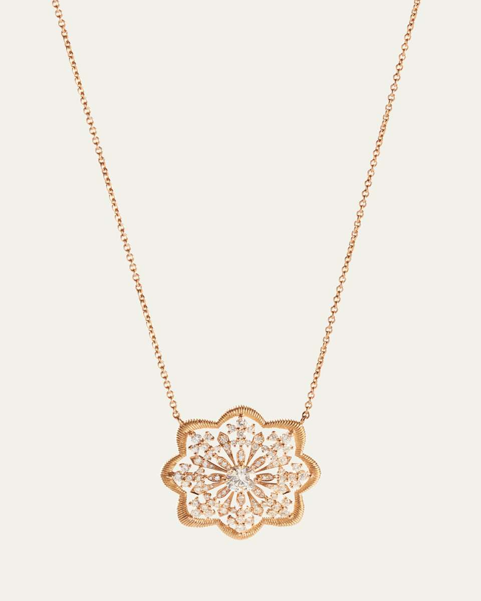 Lace Flower 18K Recycled Yellow Gold and Lab Grown Diamond Medallion Necklace