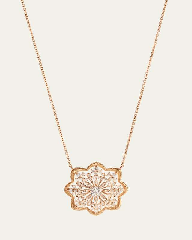 Lace Flower 18K Recycled Yellow Gold and Lab Grown Diamond Medallion Necklace