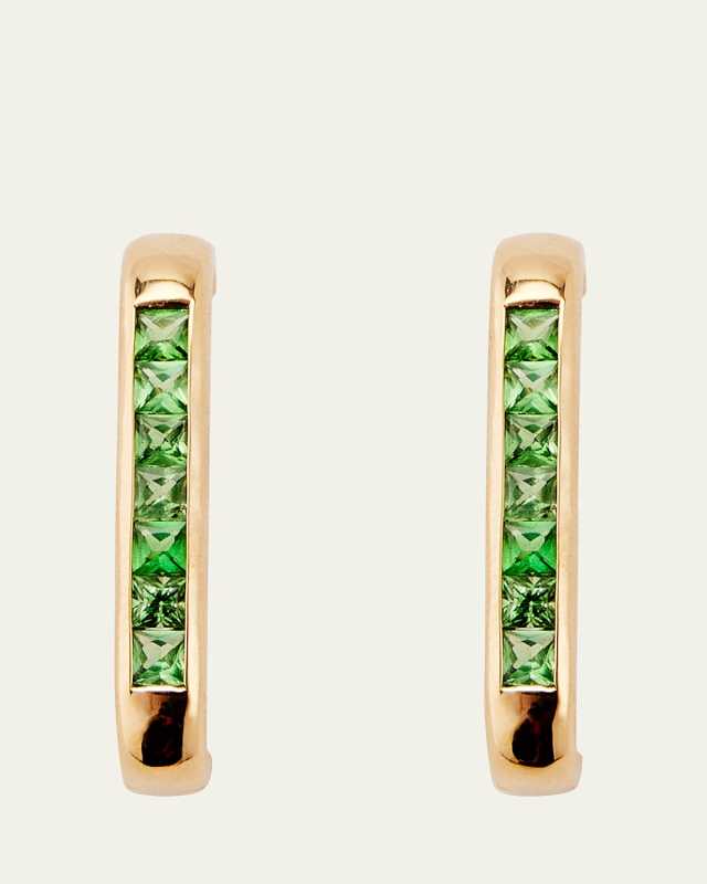 14k Gold Barre Tsavorite Earlobe Wrap Earrings