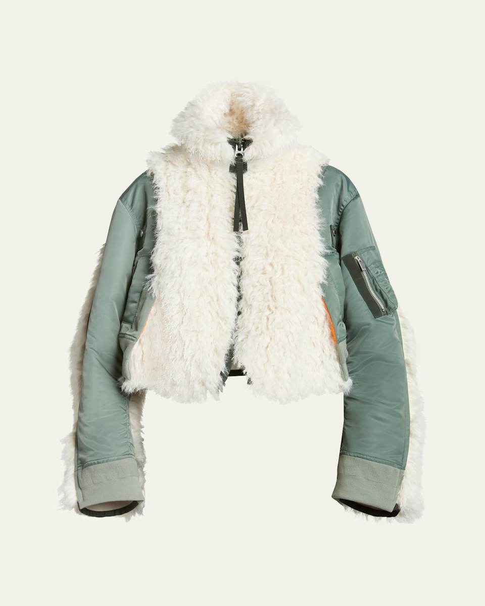 Faux Fur Paneled Bomber Jacket