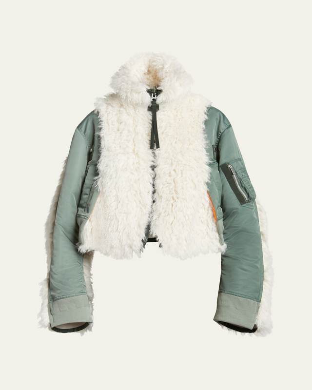 Faux Fur Paneled Bomber Jacket