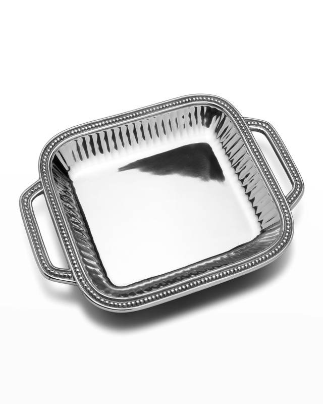 Flutes & Pearls Rectangular Tray with Handles