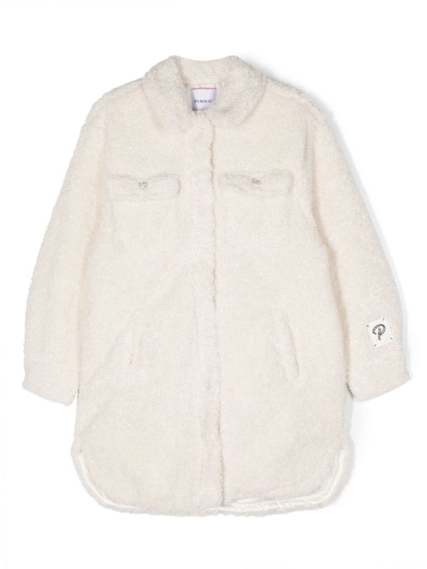 faux-fur four-pocket coat