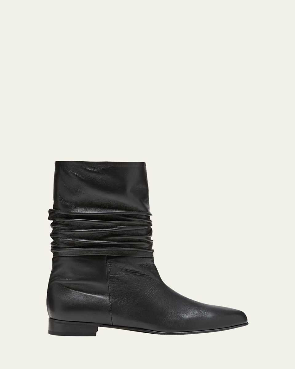 Slouchy Leather Midi Booties