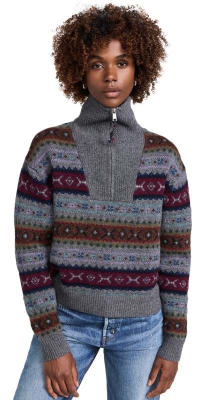 Polo Ralph Lauren Fair Isle Half Zip Pullover Grey Multi