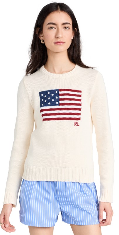 Polo Ralph Lauren Flag Pullover Sweater Parchment Cream