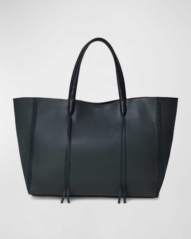 East-West Grained Leather Tote Bag