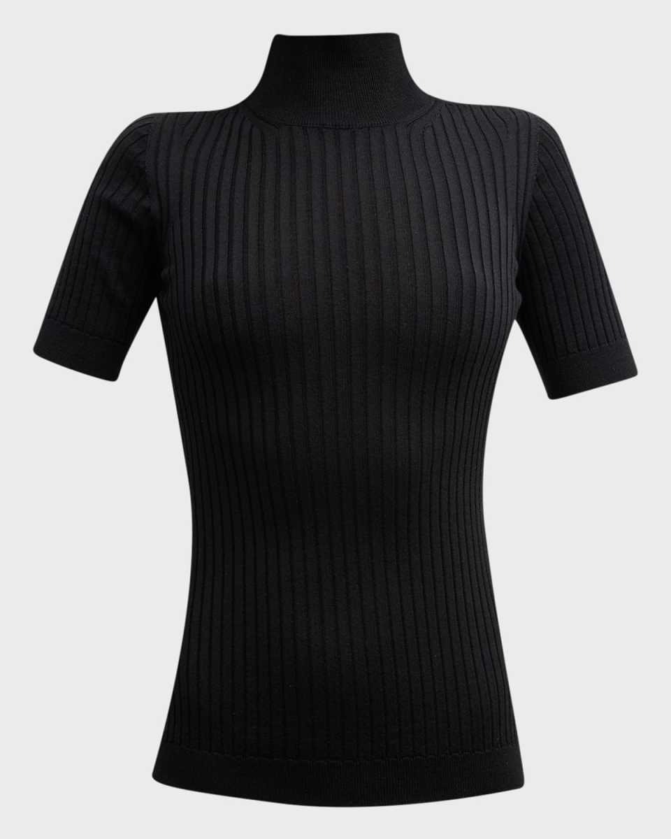 Seamless Ribbed Mock-Neck Sweater