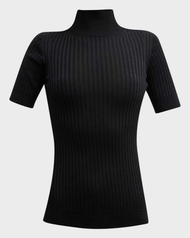 Seamless Ribbed Mock-Neck Sweater
