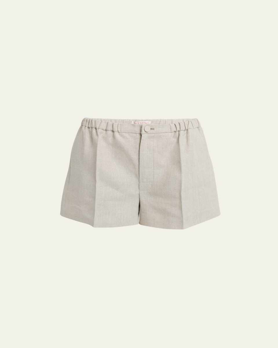 Linen Shorts with Button Detail