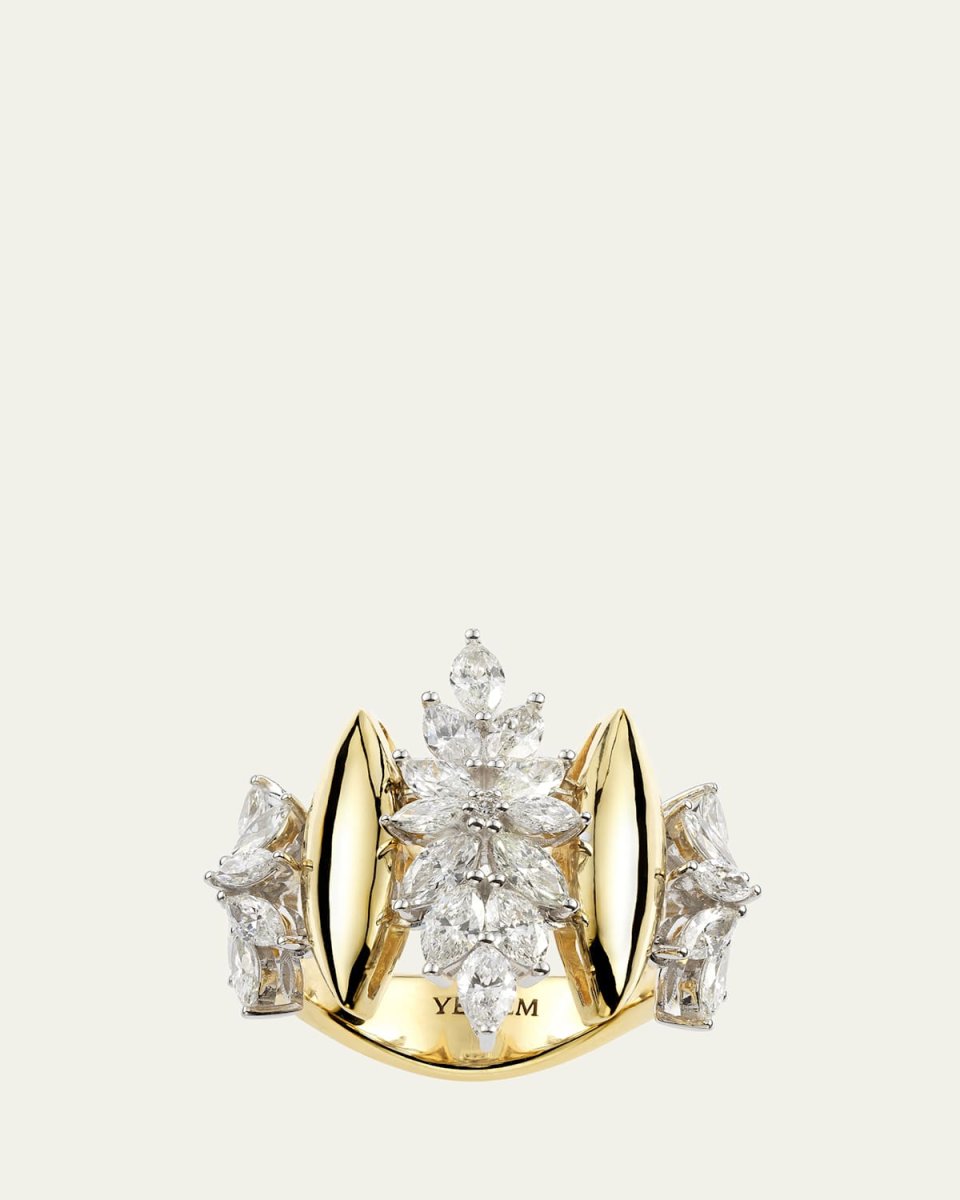 18K Yellow Gold Ring with Marquise Diamonds
