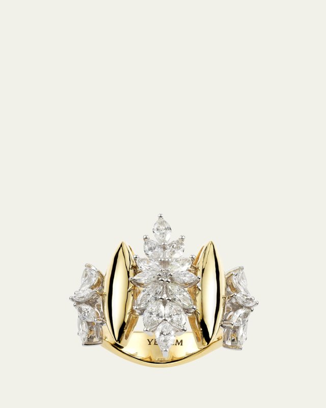 18K Yellow Gold Ring with Marquise Diamonds