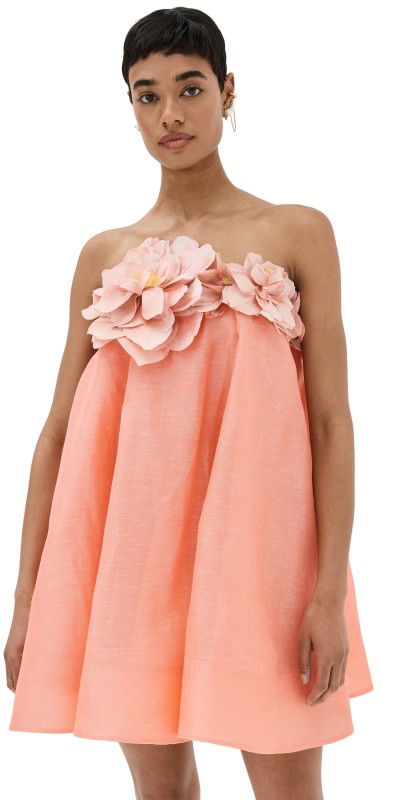 Zimmermann Natura Strapless Mini Dress Coral