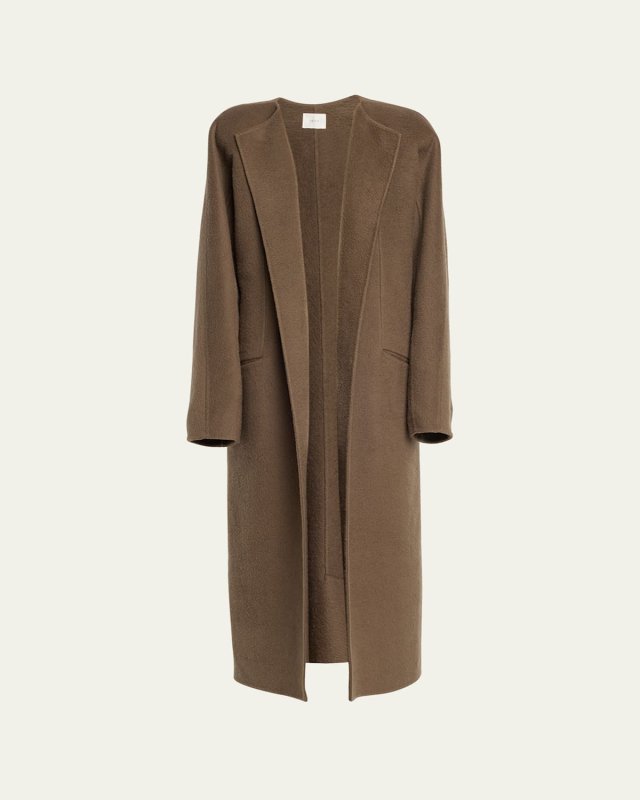 Prisheella Collarless Cashmere Coat