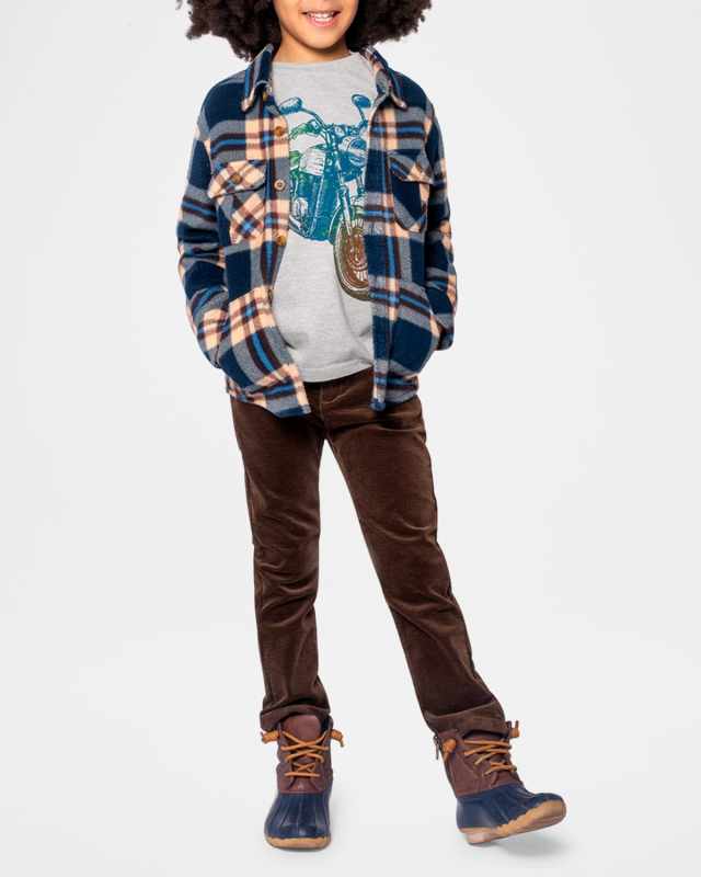 Boy's Plaid-Print Fleece Shirt, Size 2-10