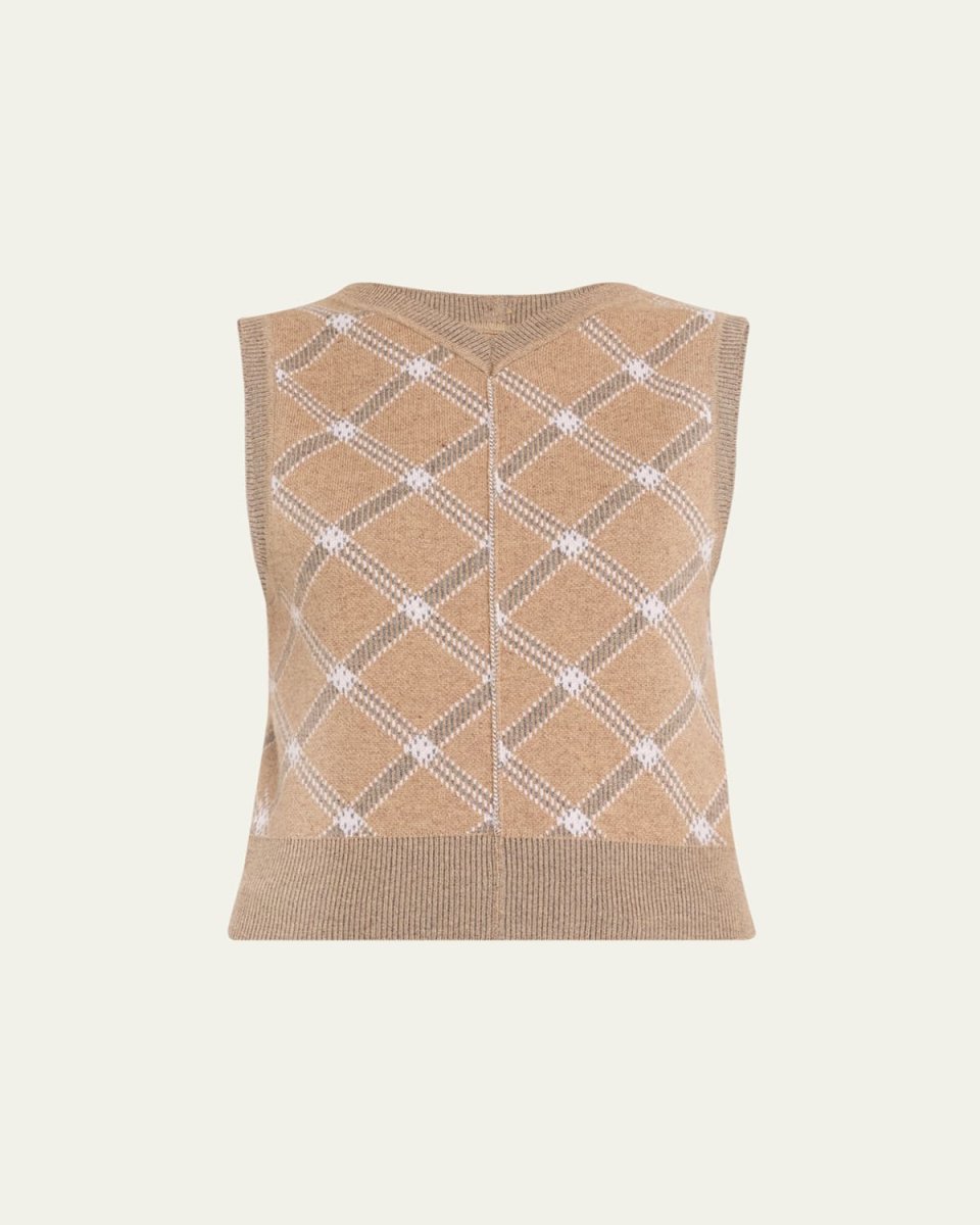 Pintuck Cashmere-Blend Sweater Vest
