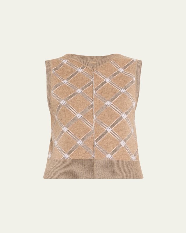Pintuck Cashmere-Blend Sweater Vest