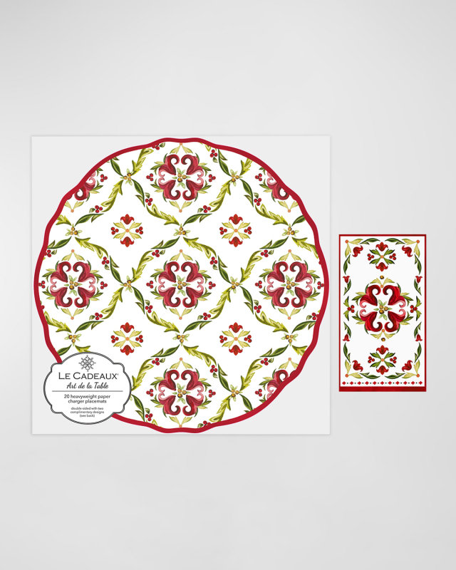 Scalloped Paper Charger 15" Placemat (Pack of 20) With Guest Towels (Pack of 15)