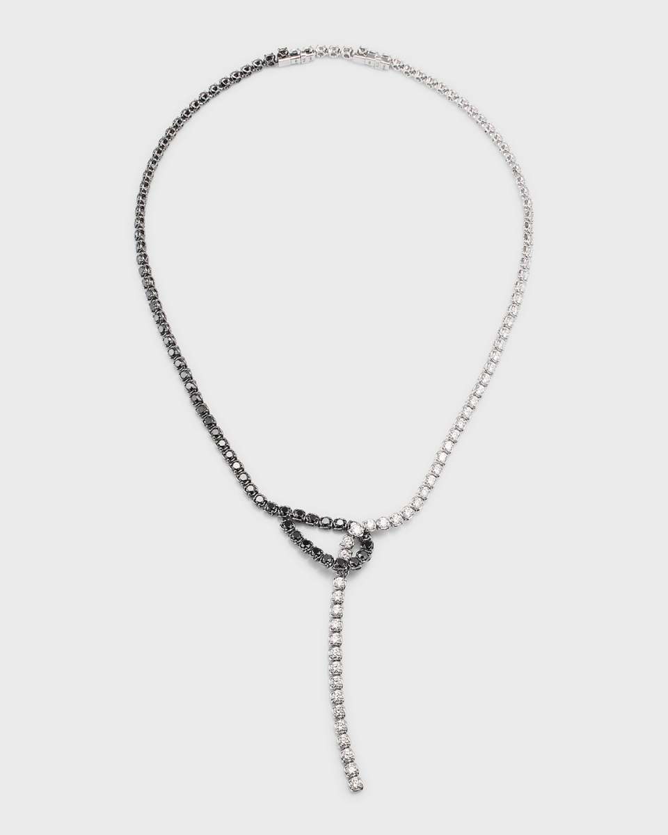 18K White Gold Necklace with White and Black Diamonds