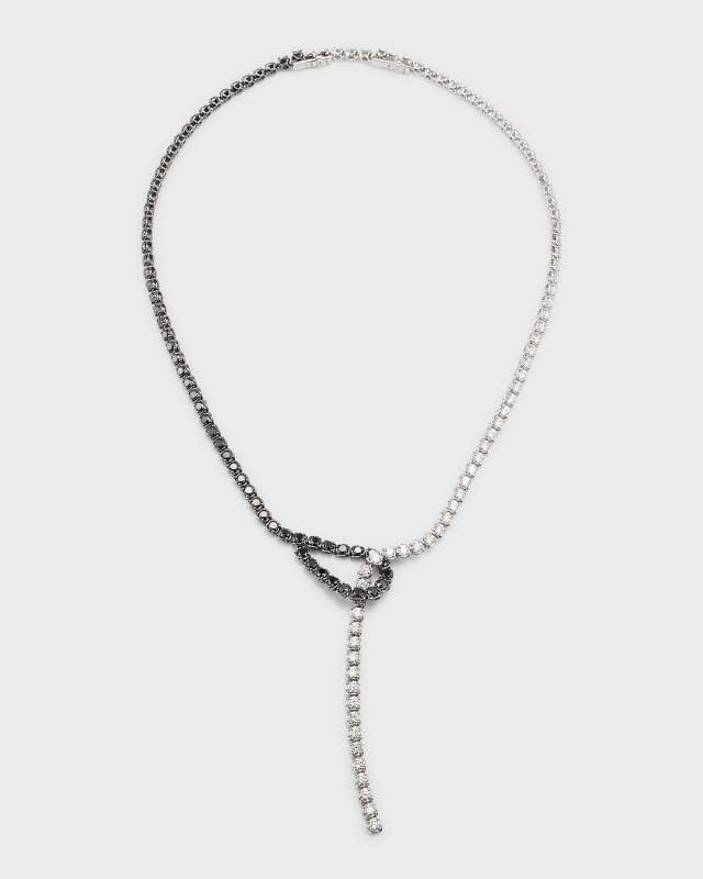 18K White Gold Necklace with White and Black Diamonds