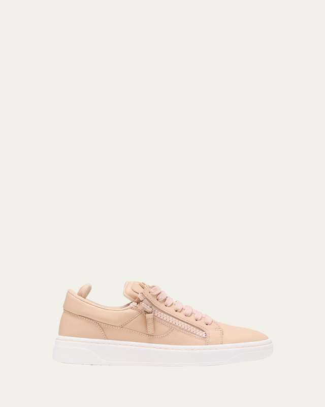 Leather Dual-Zip Tonal Sneakers