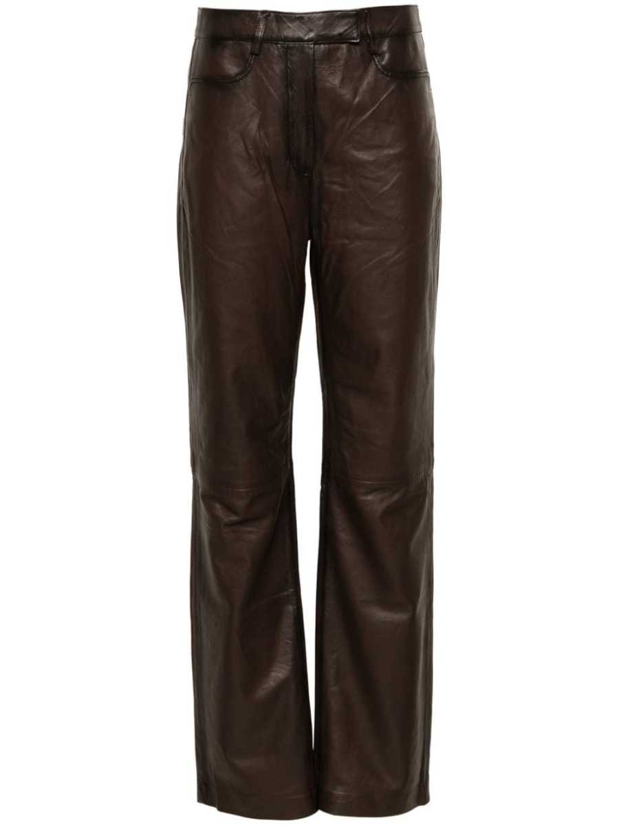 straight-leg leather trousers