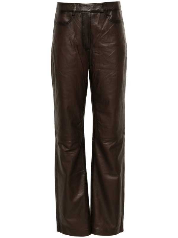 straight-leg leather trousers