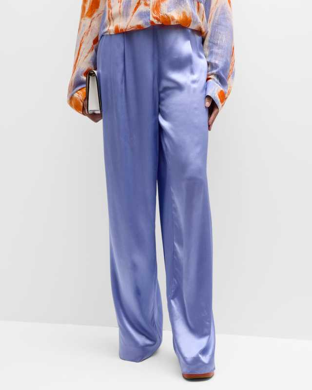 Dotto Wide-Leg Satin Pants