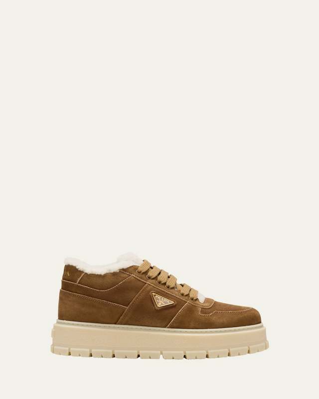 Suede Shearling Winter Platform Sneakers