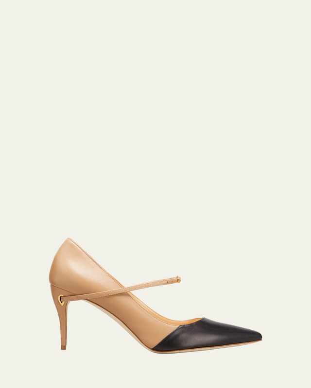 Lorenzo Bicolor Strap Pumps