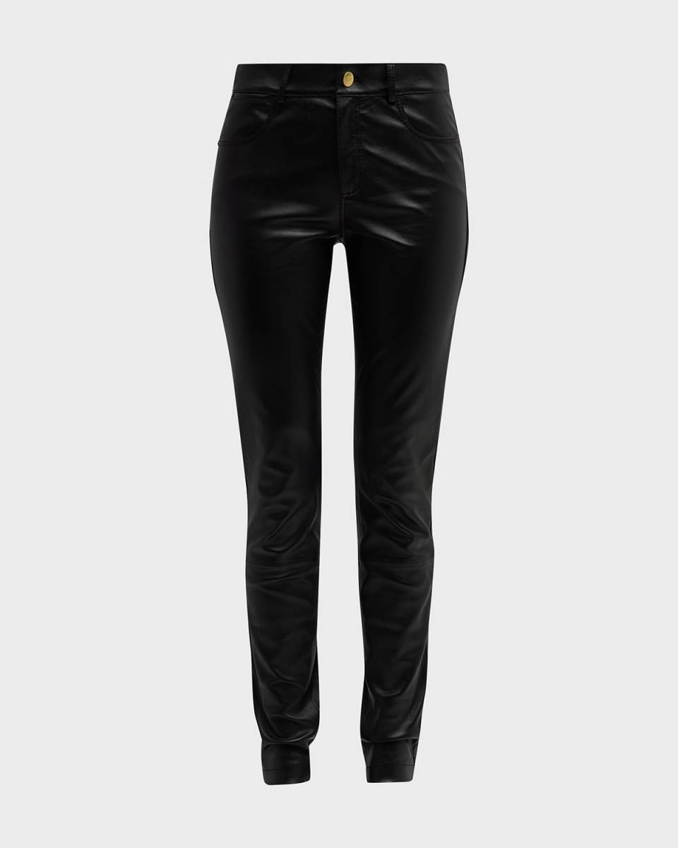 Mercer Mid-Rise Leather Skinny Jeans