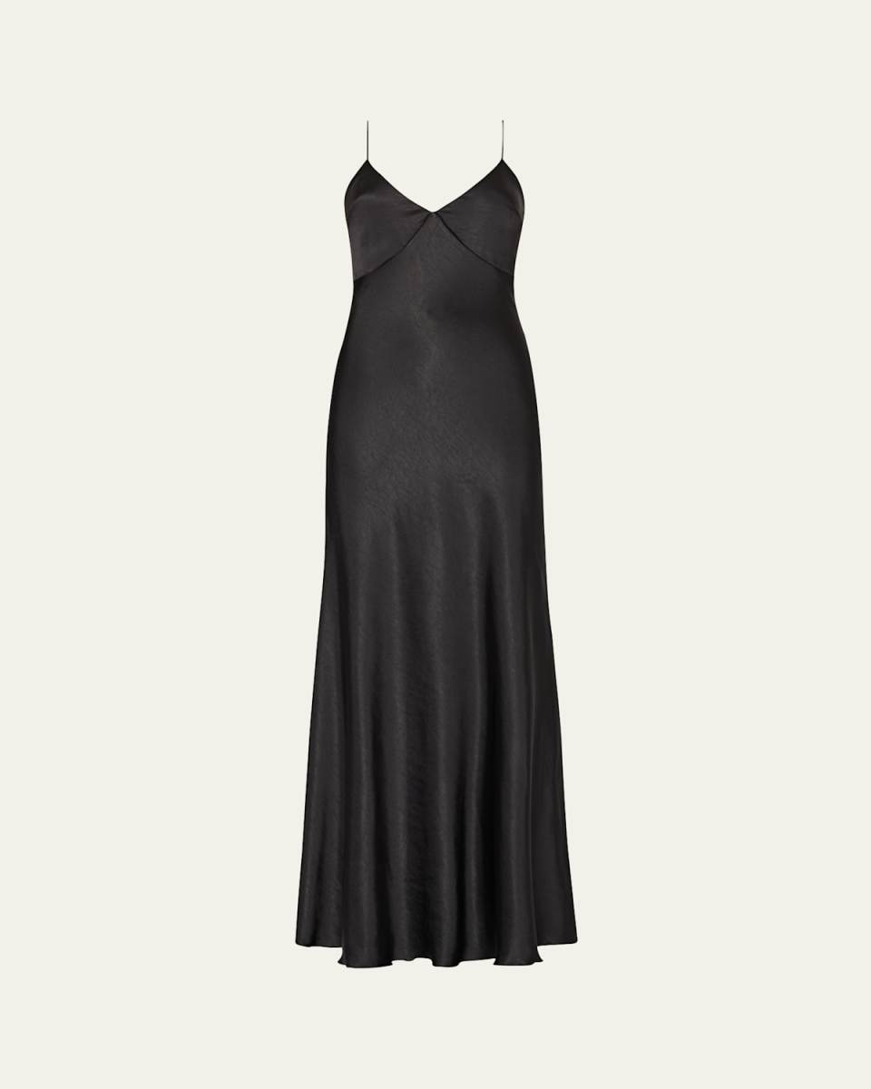 Addie Cutout Hammered Satin Cami Maxi Dress