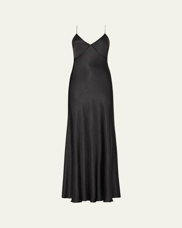Addie Cutout Hammered Satin Cami Maxi Dress