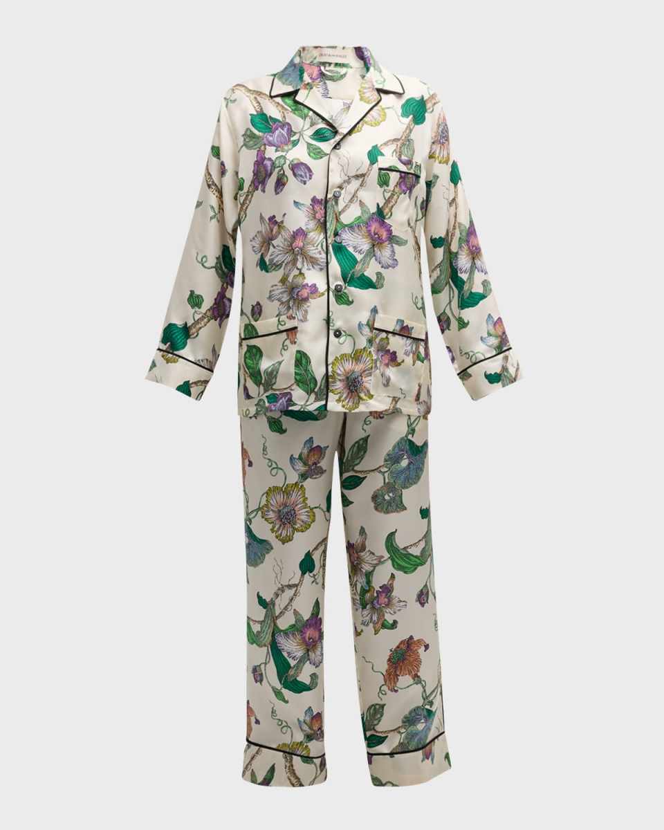 Yves Floral-Print Silk Twill Pajama Set