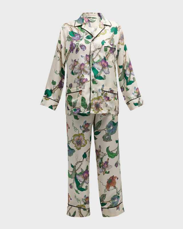 Yves Floral-Print Silk Twill Pajama Set
